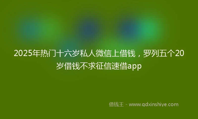 2025年热门十六岁私人微信上借钱，罗列五个20岁借钱不求征信速借app