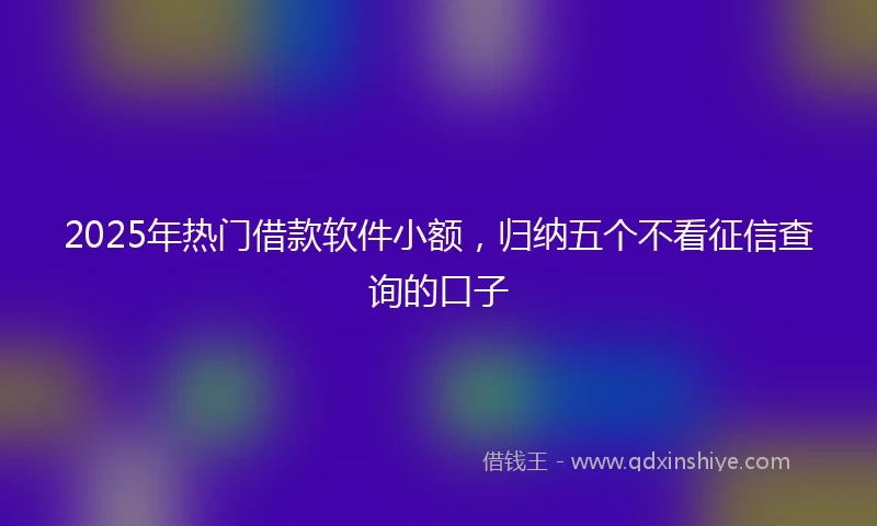 2025年热门借款软件小额，归纳五个不看征信查询的口子
