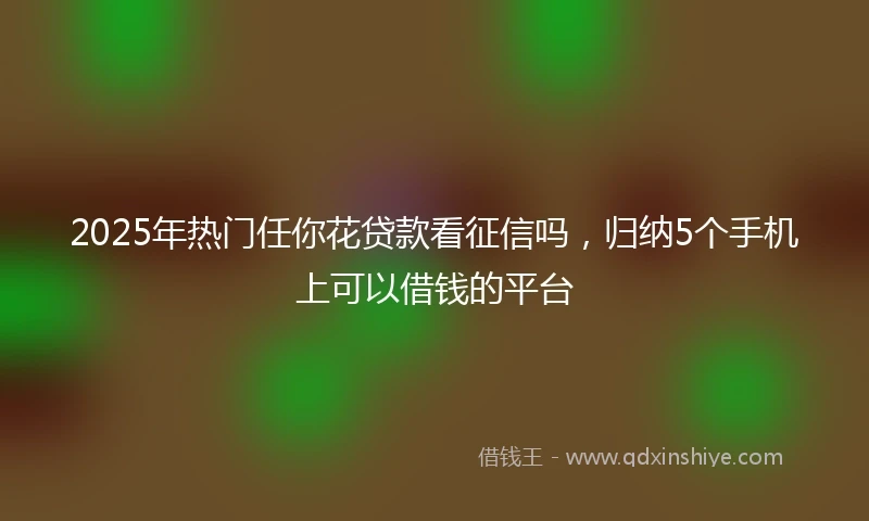 2025年热门任你花贷款看征信吗，归纳5个手机上可以借钱的平台