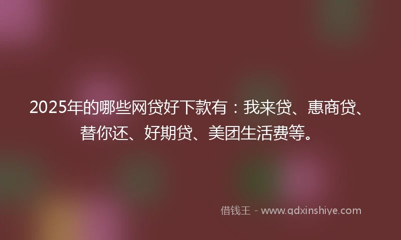 2025年的哪些网贷好下款有：我来贷、惠商贷、替你还、好期贷、美团生活费等。