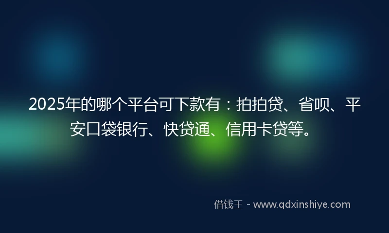 2025年的哪个平台可下款有:拍拍贷、省呗、平安口袋银行、快贷通、信用卡贷等。