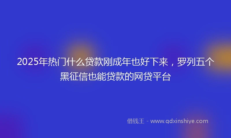2025年热门什么贷款刚成年也好下来，罗列五个黑征信也能贷款的网贷平台