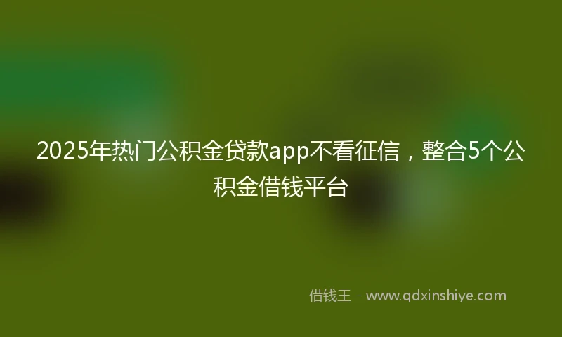 2025年热门公积金贷款app不看征信，整合5个公积金借钱平台