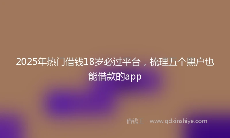 2025年热门借钱18岁必过平台，梳理五个黑户也能借款的app
