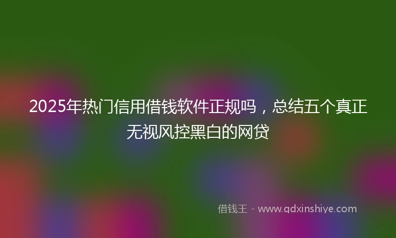 2025年热门信用借钱软件正规吗，总结五个真正无视风控黑白的网贷