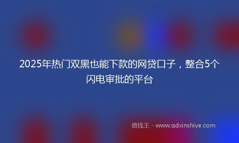 2025年热门双黑也能下款的网贷口子，整合5个闪电审批的平台