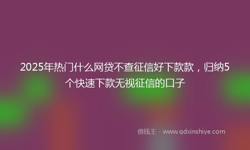 2025年热门什么网贷不查征信好下款款,归纳5个快速下款无视征信的口子