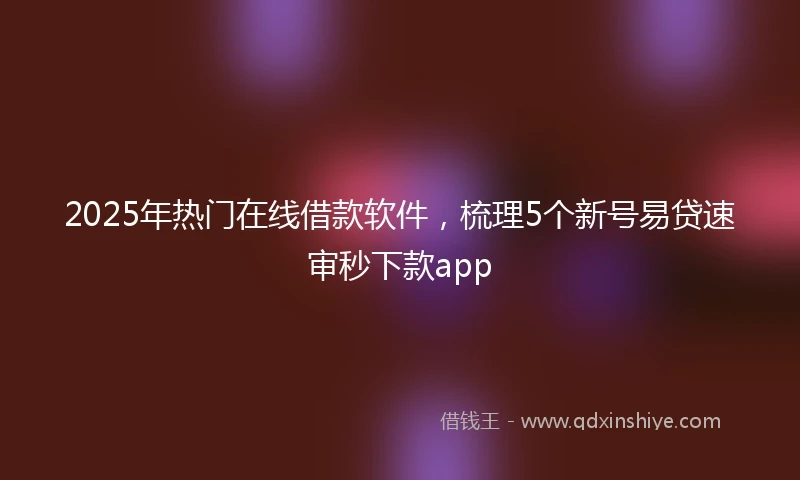 2025年热门在线借款软件，梳理5个新号易贷速审秒下款app