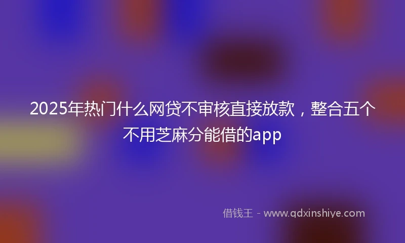 2025年热门什么网贷不审核直接放款，整合五个不用芝麻分能借的app