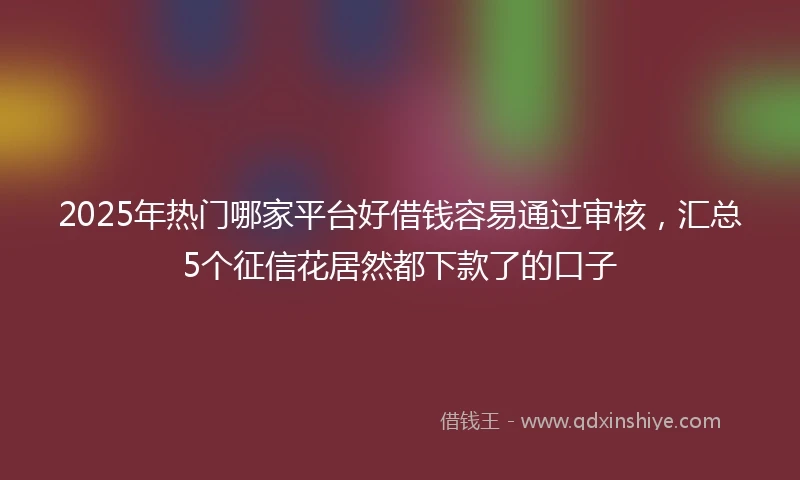 2025年热门哪家平台好借钱容易通过审核，汇总5个征信花居然都下款了的口子