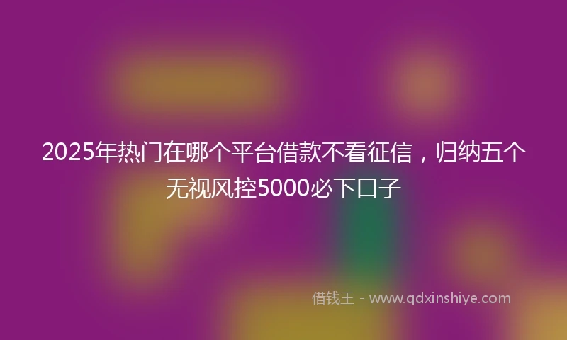2025年热门在哪个平台借款不看征信，归纳五个无视风控5000必下口子
