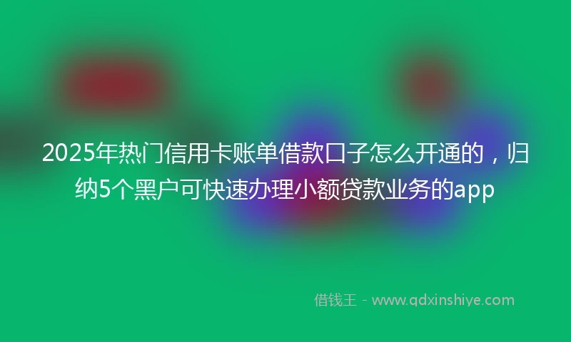 2025年热门信用卡账单借款口子怎么开通的，归纳5个黑户可快速办理小额贷款业务的app