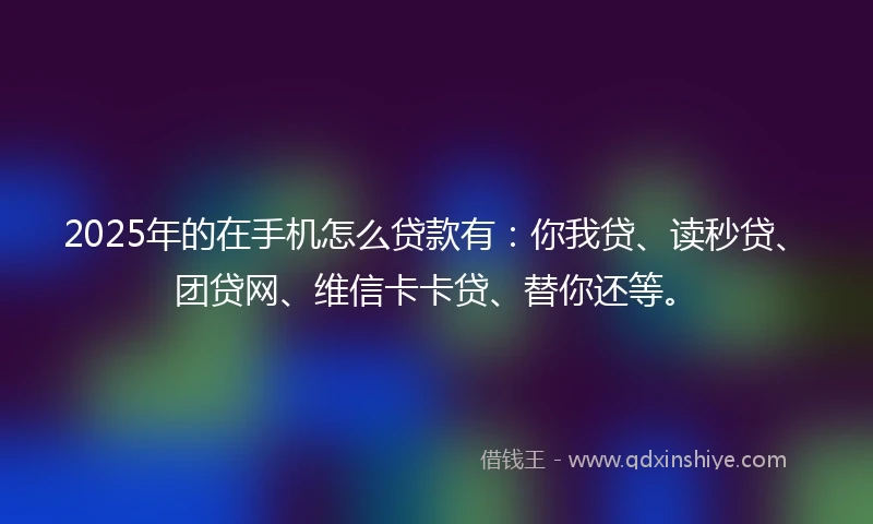 2025年的在手机怎么贷款有:你我贷、读秒贷、团贷网、维信卡卡贷、替你还等。