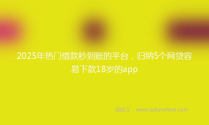 2025年热门借款秒到账的平台，归纳5个网贷容易下款18岁的app