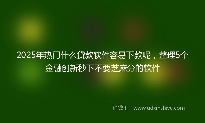 2025年热门什么贷款软件容易下款呢，整理5个金融创新秒下不要芝麻分的软件