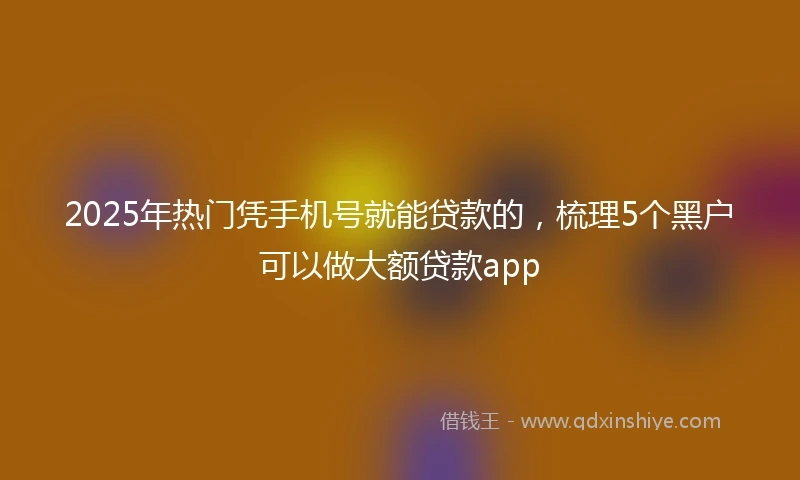 2025年热门凭手机号就能贷款的，梳理5个黑户可以做大额贷款app
