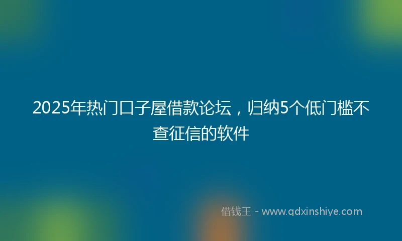 2025年热门口子屋借款论坛，归纳5个低门槛不查征信的软件
