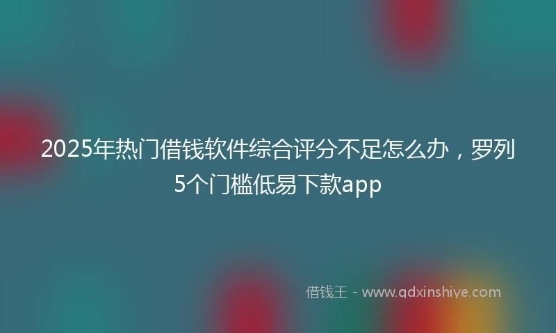 2025年热门借钱软件综合评分不足怎么办，罗列5个门槛低易下款app