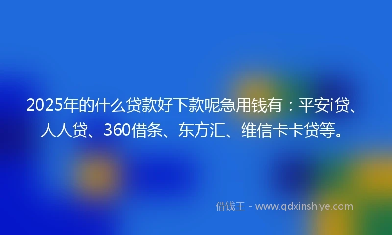 2025年的什么贷款好下款呢急用钱有：平安i贷、人人贷、360借条、东方汇、维信卡卡贷等。
