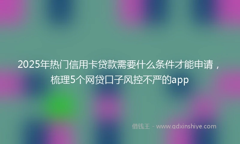 2025年热门信用卡贷款需要什么条件才能申请，梳理5个网贷口子风控不严的app
