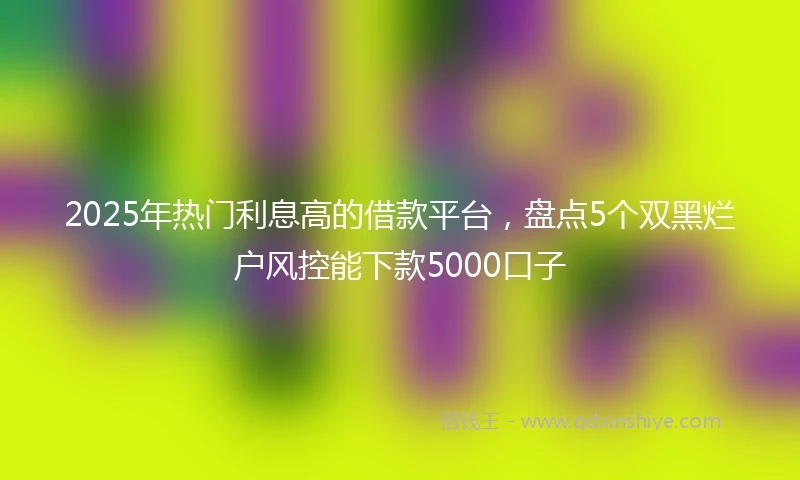 2025年热门利息高的借款平台，盘点5个双黑烂户风控能下款5000口子
