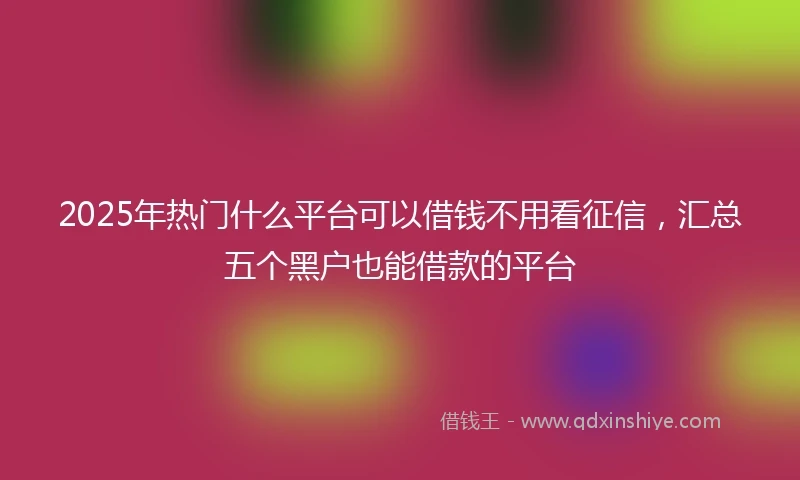 2025年热门什么平台可以借钱不用看征信，汇总五个黑户也能借款的平台