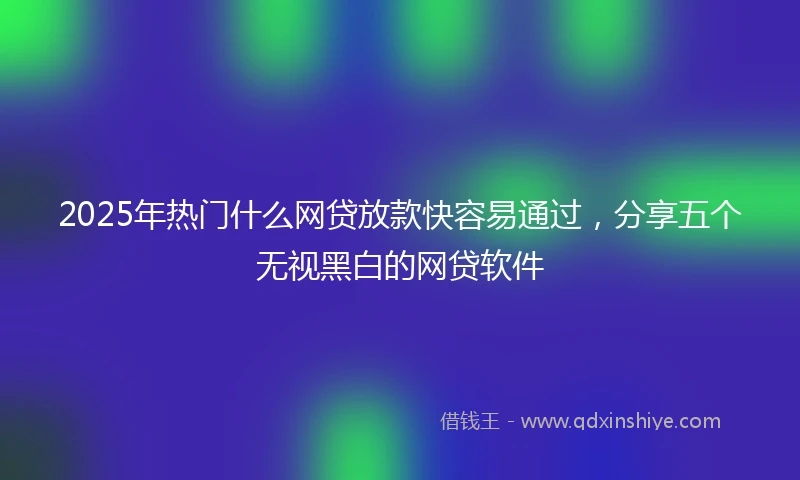 2025年热门什么网贷放款快容易通过，分享五个无视黑白的网贷软件