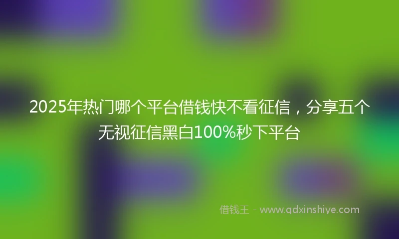 2025年热门哪个平台借钱快不看征信，分享五个无视征信黑白100%秒下平台