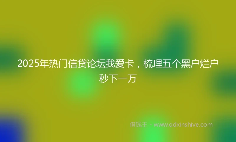2025年热门信贷论坛我爱卡,梳理五个黑户烂户秒下一万
