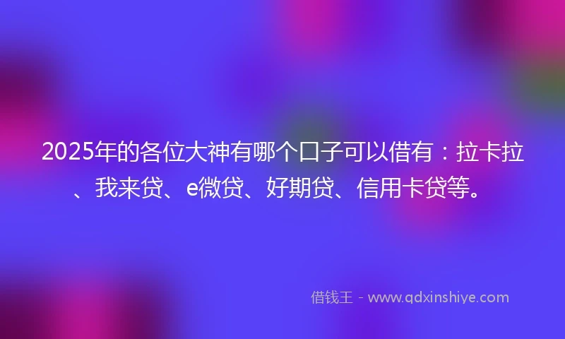 2025年的各位大神有哪个口子可以借有：拉卡拉、我来贷、e微贷、好期贷、信用卡贷等。