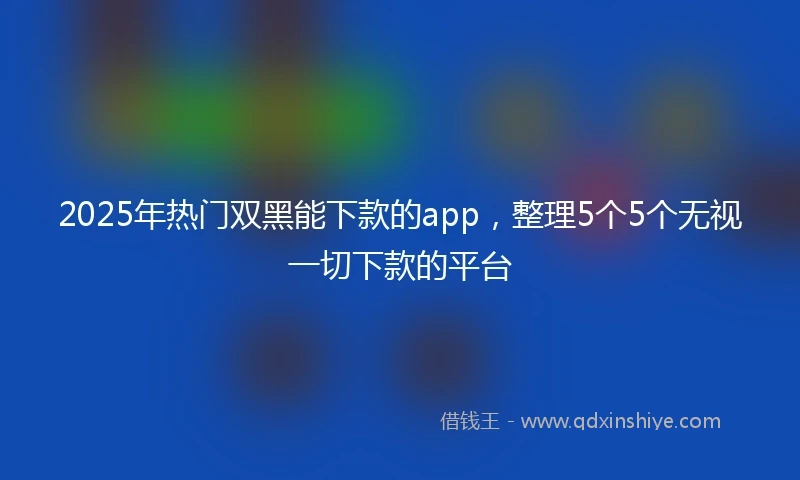 2025年热门双黑能下款的app，整理5个5个无视一切下款的平台