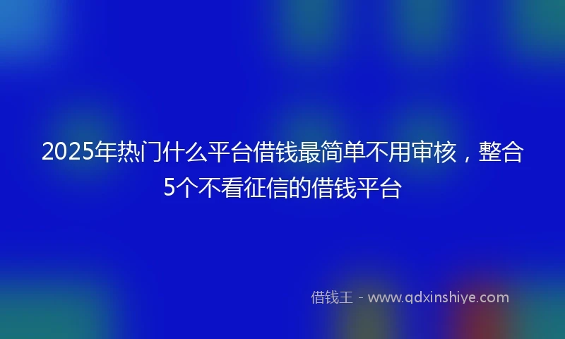 2025年热门什么平台借钱最简单不用审核，整合5个不看征信的借钱平台
