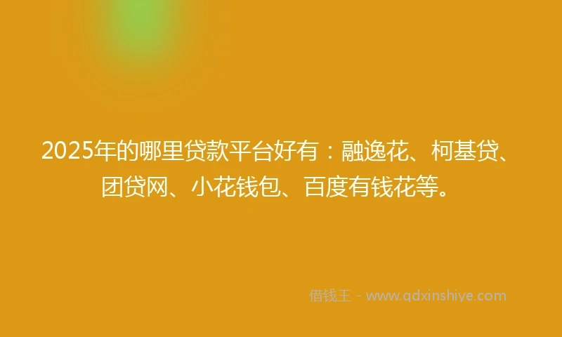 2025年的哪里贷款平台好有：融逸花、柯基贷、团贷网、小花钱包、百度有钱花等。