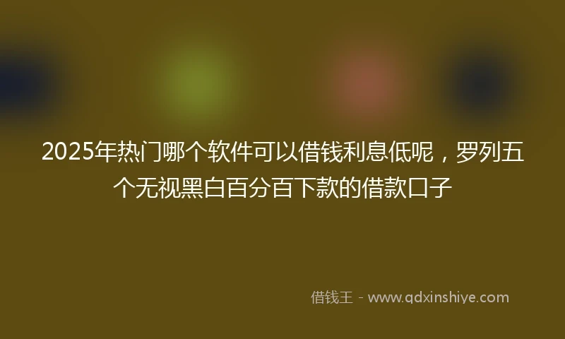 2025年热门哪个软件可以借钱利息低呢，罗列五个无视黑白百分百下款的借款口子
