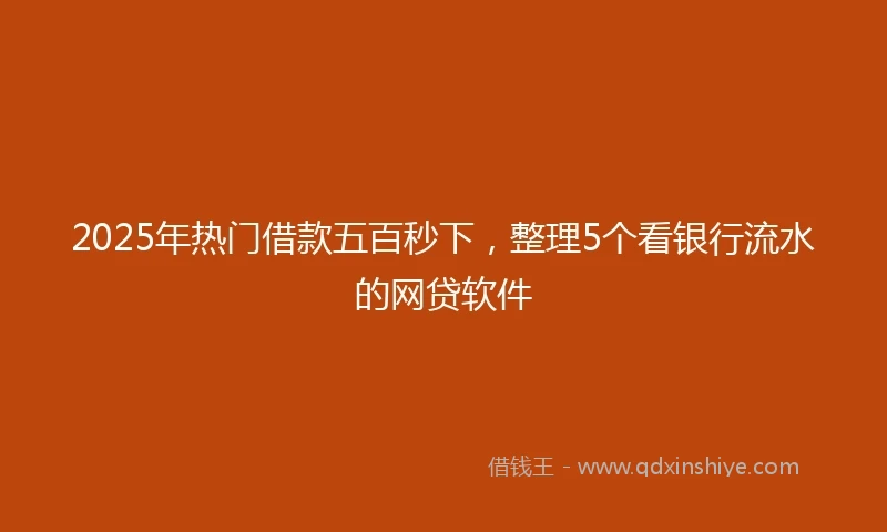 2025年热门借款五百秒下,整理5个看银行流水的网贷软件
