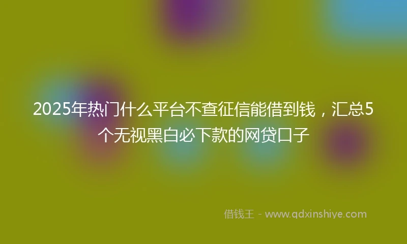 2025年热门什么平台不查征信能借到钱，汇总5个无视黑白必下款的网贷口子
