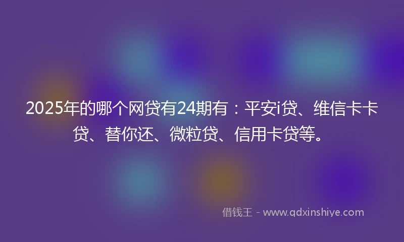 2025年的哪个网贷有24期有:平安i贷、维信卡卡贷、替你还、微粒贷、信用卡贷等。