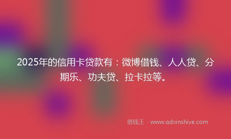 2025年的信用卡贷款有：微博借钱、人人贷、分期乐、功夫贷、拉卡拉等。