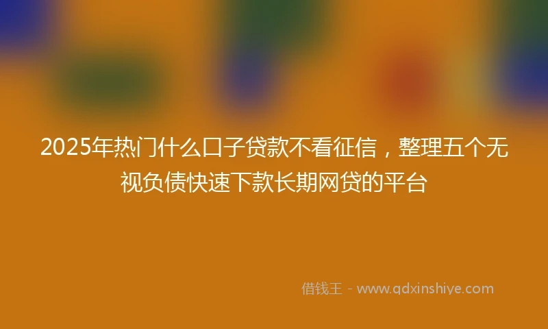 2025年热门什么口子贷款不看征信，整理五个无视负债快速下款长期网贷的平台