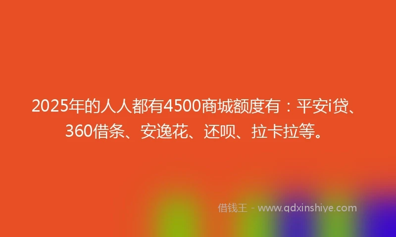 2025年的人人都有4500商城额度有：平安i贷、360借条、安逸花、还呗、拉卡拉等。