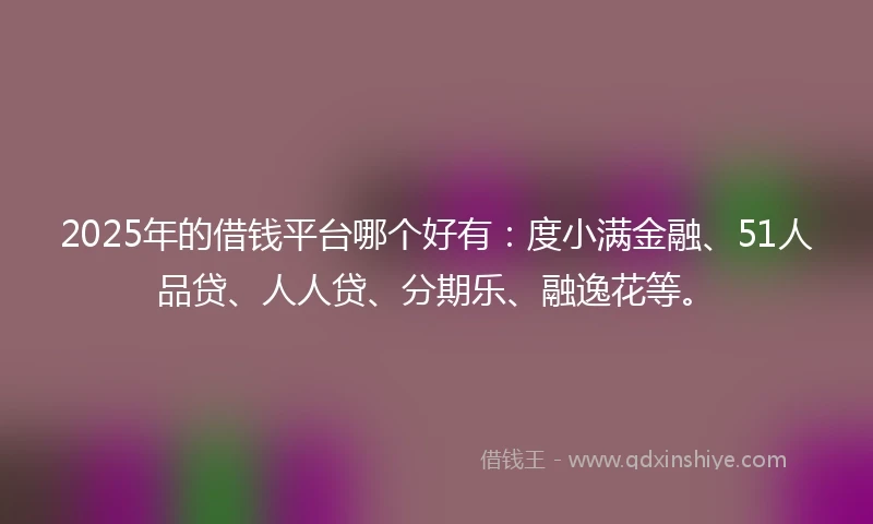 2025年的借钱平台哪个好有：度小满金融、51人品贷、人人贷、分期乐、融逸花等。