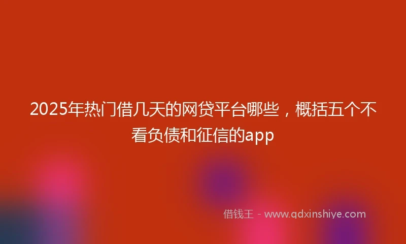 2025年热门借几天的网贷平台哪些,概括五个不看负债和征信的app