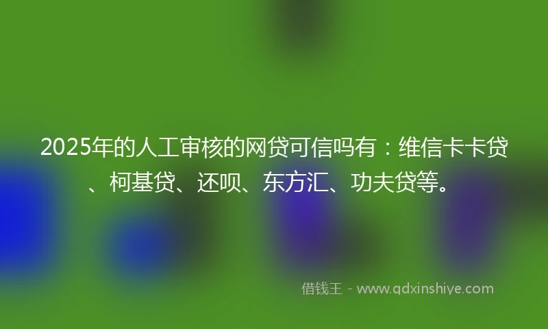 2025年的人工审核的网贷可信吗有：维信卡卡贷、柯基贷、还呗、东方汇、功夫贷等。
