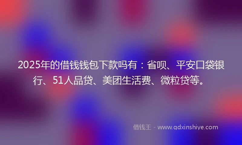 2025年的借钱钱包下款吗有：省呗、平安口袋银行、51人品贷、美团生活费、微粒贷等。