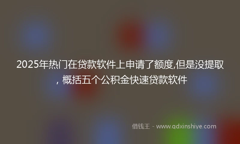 2025年热门在贷款软件上申请了额度,但是没提取，概括五个公积金快速贷款软件