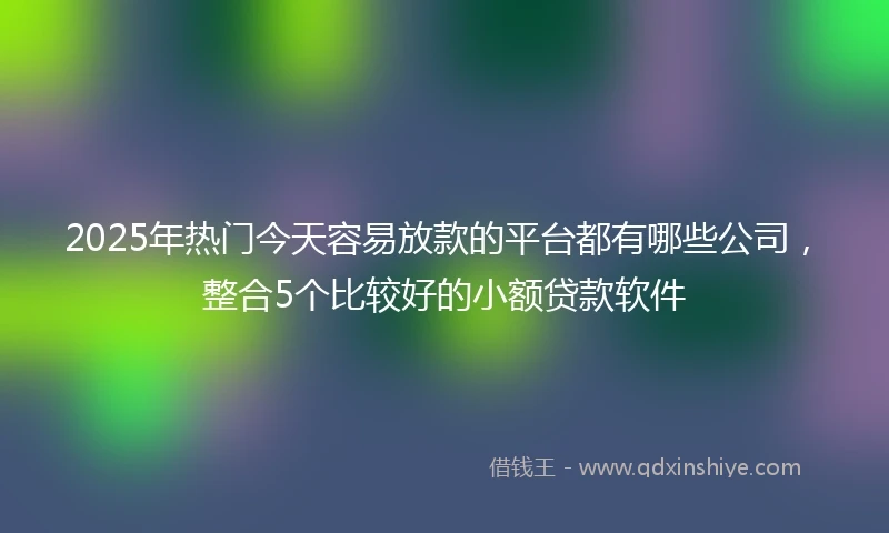 2025年热门今天容易放款的平台都有哪些公司，整合5个比较好的小额贷款软件
