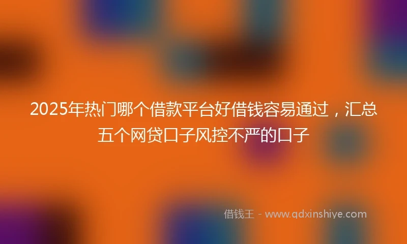 2025年热门哪个借款平台好借钱容易通过，汇总五个网贷口子风控不严的口子