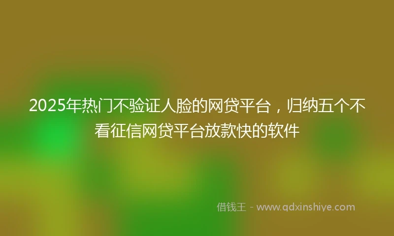 2025年热门不验证人脸的网贷平台，归纳五个不看征信网贷平台放款快的软件