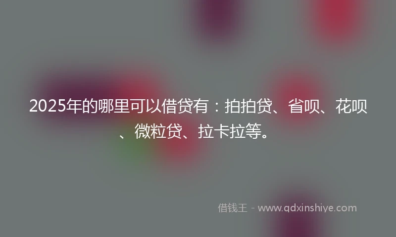 2025年的哪里可以借贷有：拍拍贷、省呗、花呗、微粒贷、拉卡拉等。