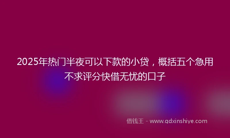 2025年热门半夜可以下款的小贷，概括五个急用不求评分快借无忧的口子
